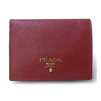 PRADA プラダ 二つ折り財布 コピー 1M0204 二つ折り財 SAFFIANO METAL 型押しカーフ FUOCO レッド